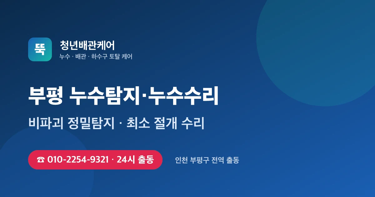 부평 누수탐지 누수수리 24시 출동 - 청년배관케어